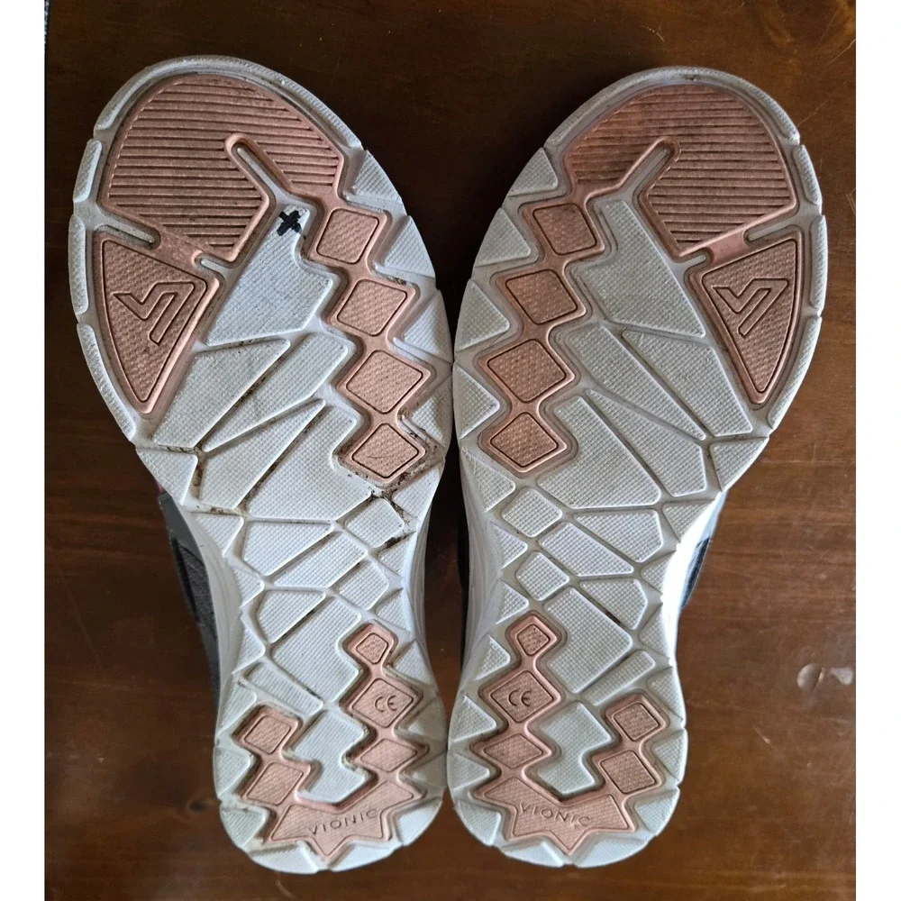 Vionic Vayda Womens 9 Wide Pink Grey Slip On Walking Sneakers Orthotic Shoes